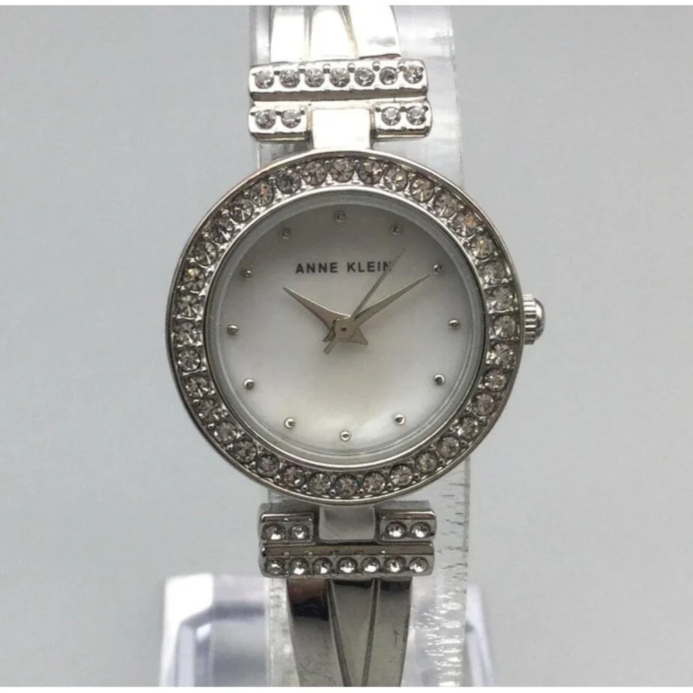 Anne Klein Womens Watch 24mm MOP Dial Crystal Bezel New Battery 7